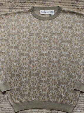 Vintage Barry Bricken Linen and Silk Blend Size Mens Medium Tan Beige Sweater